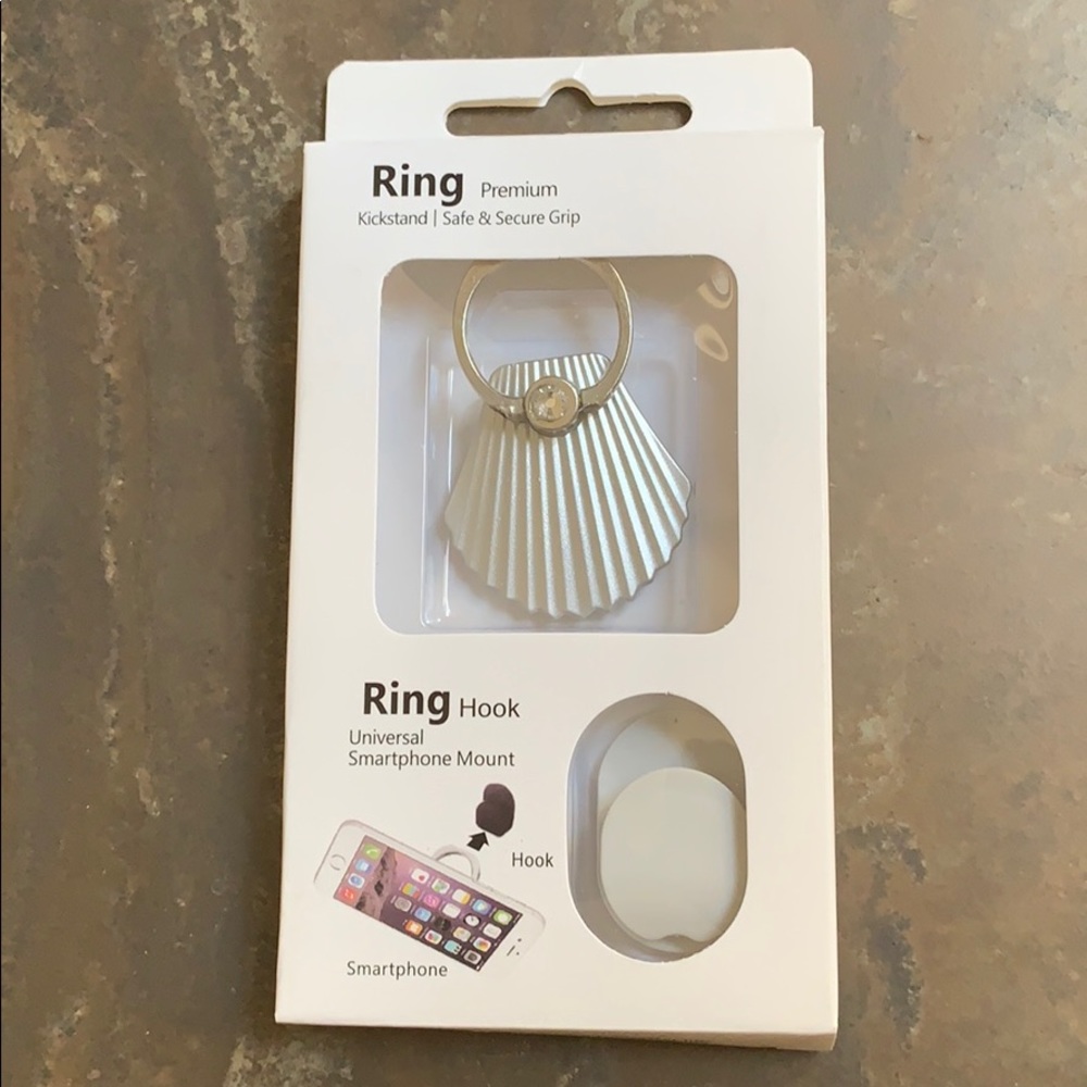 NIB Silver Sea Shell Cell Phone Kickstand